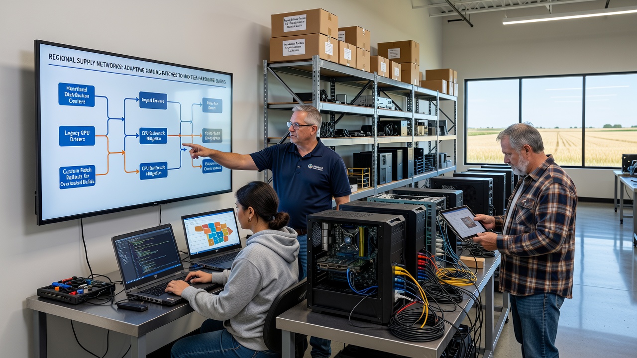 Mid-tier PC builds in heartland states showing customized hardware setups with regional supply adaptations